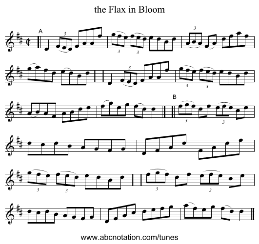 the Flax in Bloom - staff notation