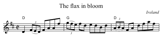 The flax in bloom - staff notation