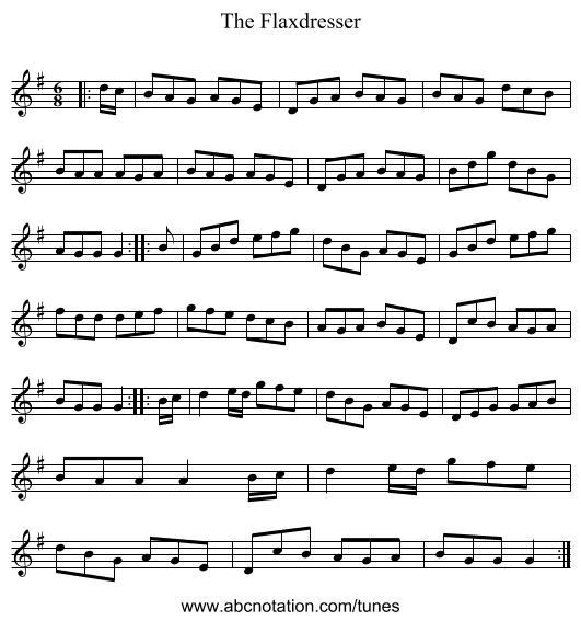 The Flaxdresser - staff notation