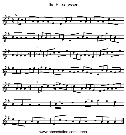 the Flaxdresser - staff notation