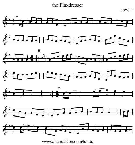 the Flaxdresser - staff notation