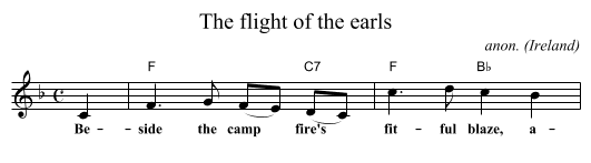 The flight of the earls - staff notation