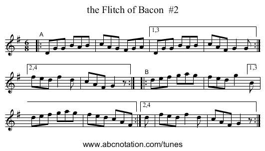 the Flitch of Bacon  #2 - staff notation