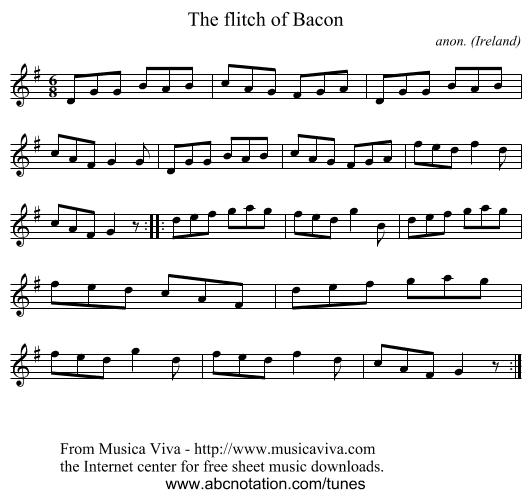 The flitch of Bacon - staff notation