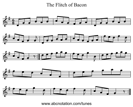 The Flitch of Bacon - staff notation