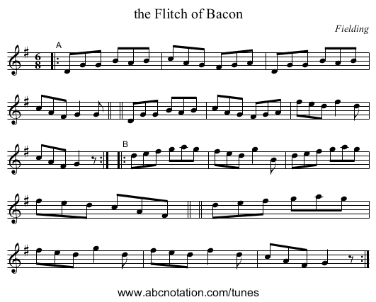 the Flitch of Bacon - staff notation