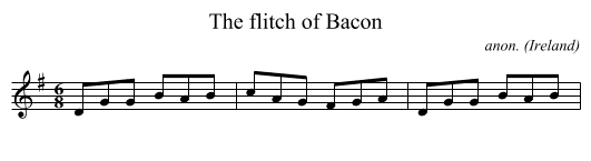 The flitch of Bacon - staff notation
