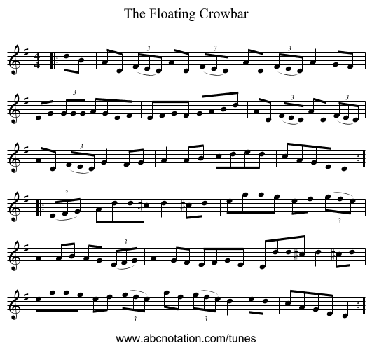 The Floating Crowbar - staff notation