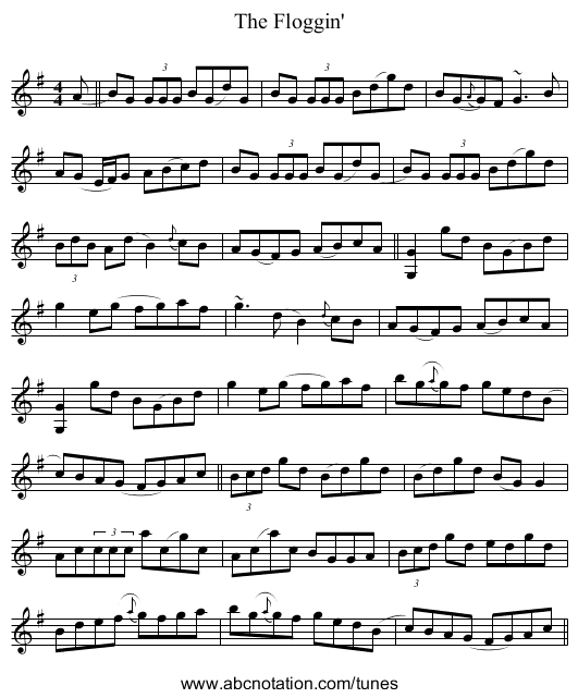The Floggin' - staff notation