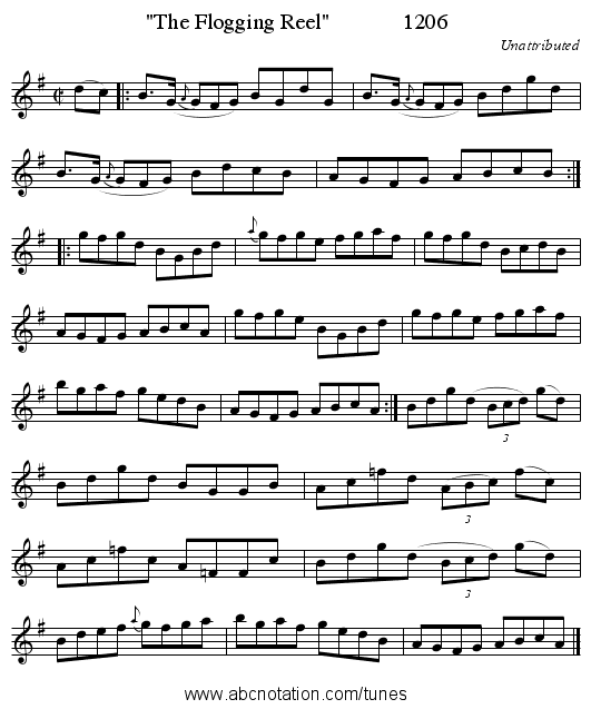 The Flogging Reel             1206 - staff notation
