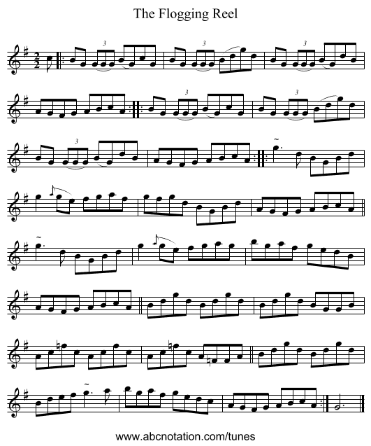 The Flogging Reel - staff notation