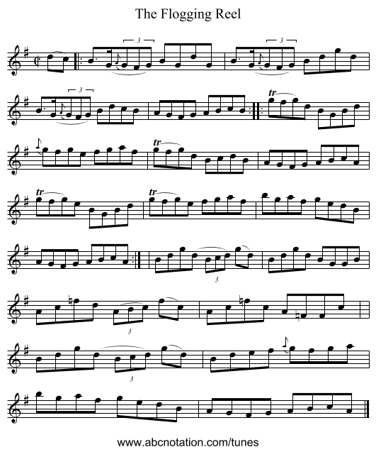The Flogging Reel - staff notation