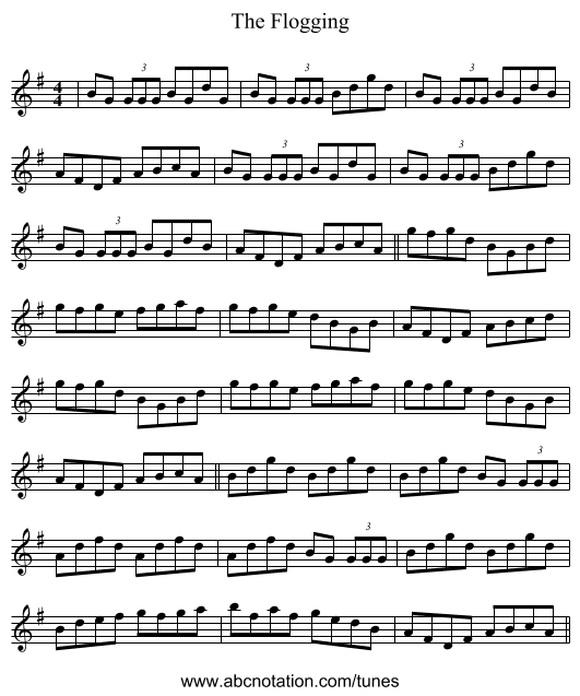 The Flogging - staff notation