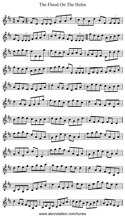 The Flood On The Holm - staff notation