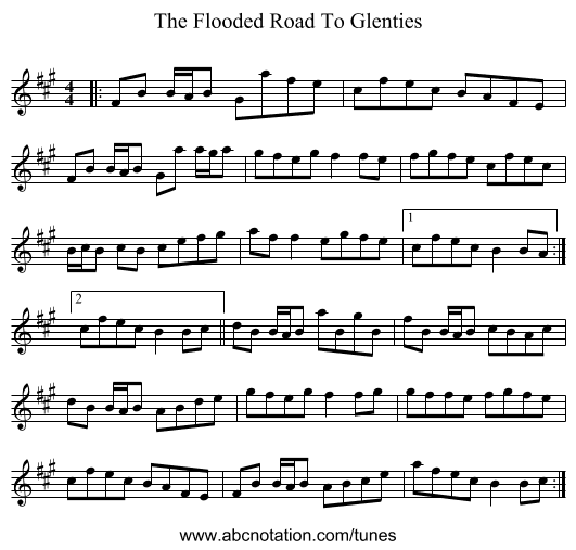 The Flooded Road To Glenties - staff notation