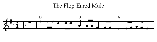 The Flop-Eared Mule - staff notation