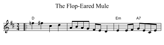 The Flop-Eared Mule - staff notation