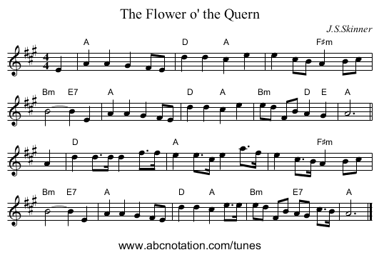 The Flower o' the Quern - staff notation
