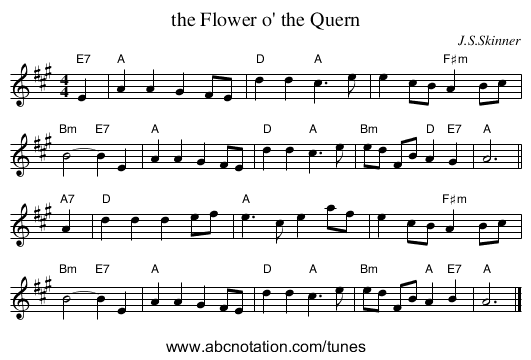 the Flower o' the Quern - staff notation