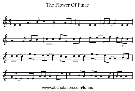 The Flower Of Finae - staff notation