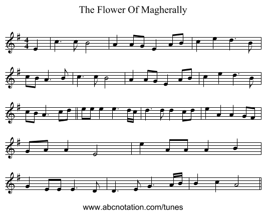 The Flower Of Magherally - staff notation
