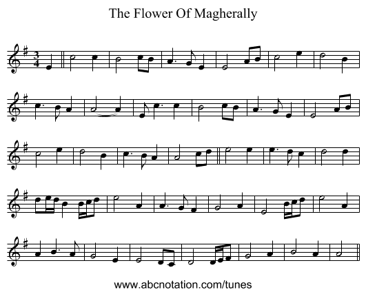 The Flower Of Magherally - staff notation