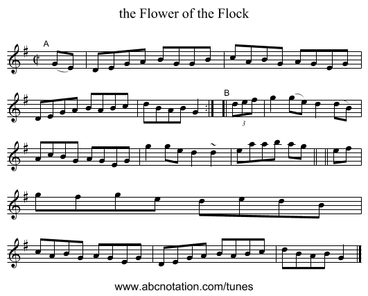the Flower of the Flock - staff notation