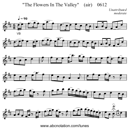 The Flowers In The Valley    (air)    0612 - staff notation