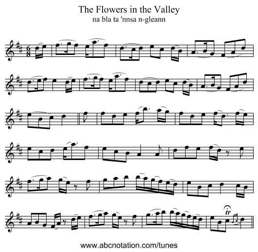 The Flowers in the Valley - staff notation