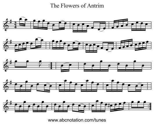 The Flowers of Antrim - staff notation