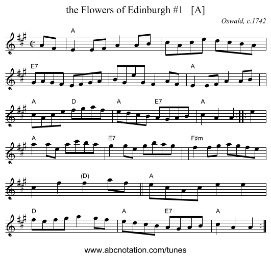 the Flowers of Edinburgh #1   [A] - staff notation