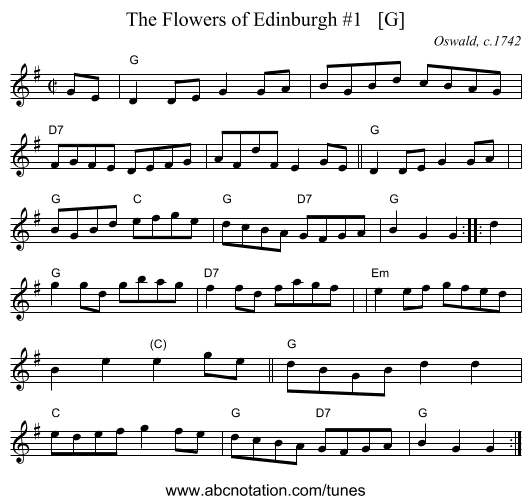 The Flowers of Edinburgh #1   [G] - staff notation