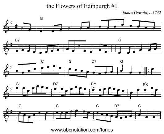 the Flowers of Edinburgh #1 - staff notation
