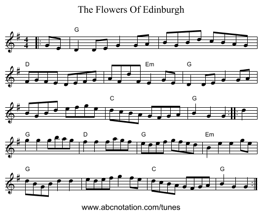 The Flowers Of Edinburgh - staff notation