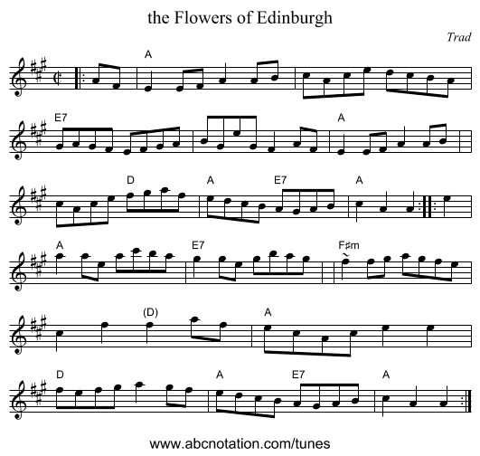 the Flowers of Edinburgh - staff notation