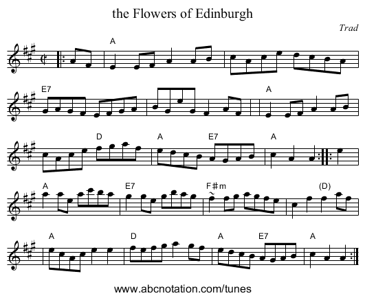 the Flowers of Edinburgh - staff notation