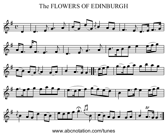 The FLOWERS OF EDINBURGH - staff notation