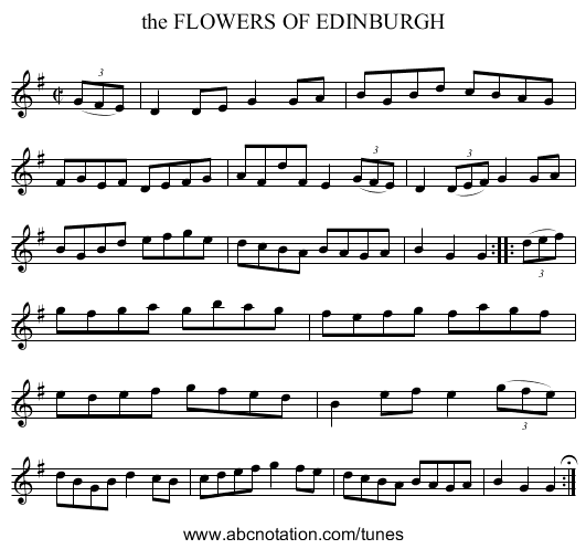 the FLOWERS OF EDINBURGH - staff notation