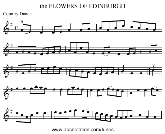 the FLOWERS OF EDINBURGH - staff notation