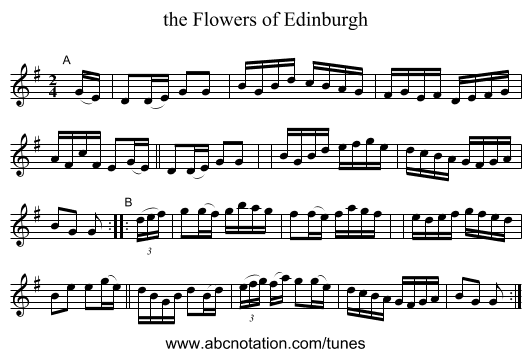 the Flowers of Edinburgh - staff notation