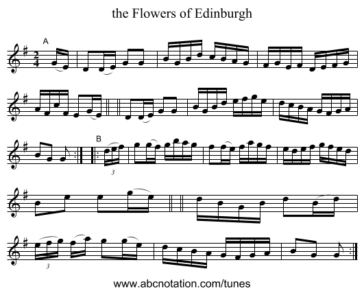 the Flowers of Edinburgh - staff notation