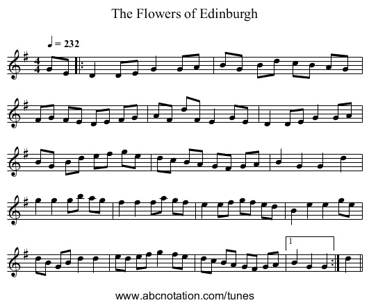The Flowers of Edinburgh - staff notation