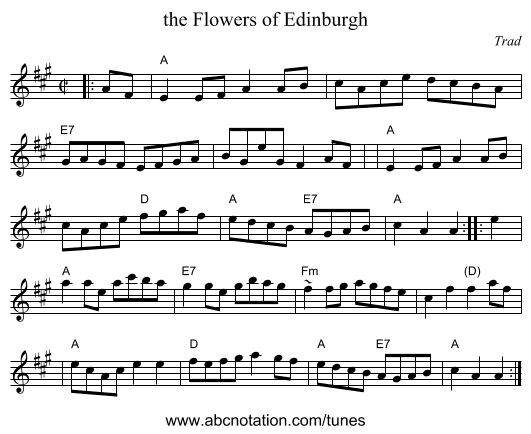 the Flowers of Edinburgh - staff notation