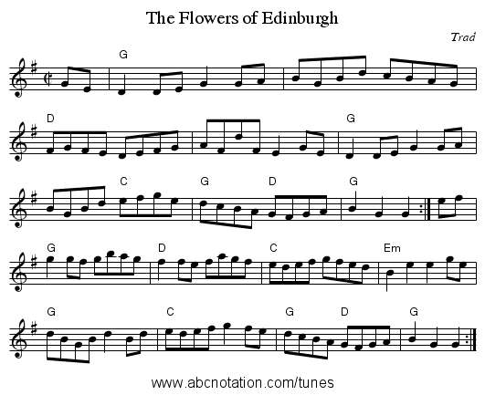 The Flowers of Edinburgh - staff notation