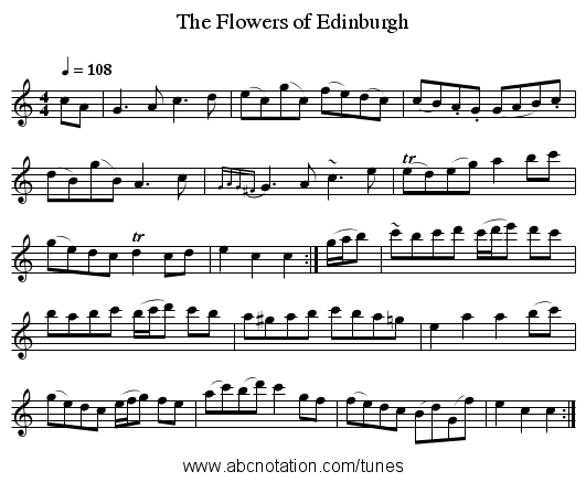 The Flowers of Edinburgh - staff notation