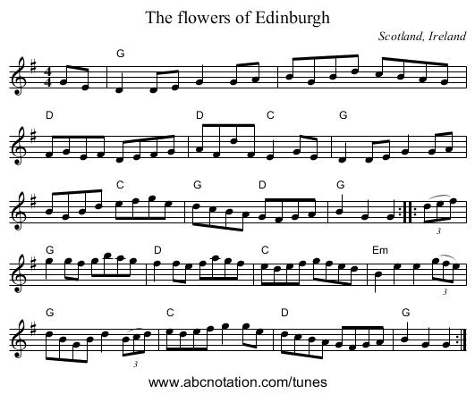 The flowers of Edinburgh - staff notation