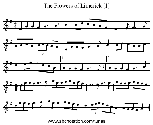 The Flowers of Limerick [1] - staff notation