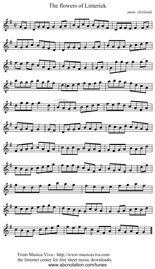The flowers of Limerick - staff notation