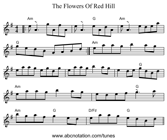 The Flowers Of Red Hill - staff notation