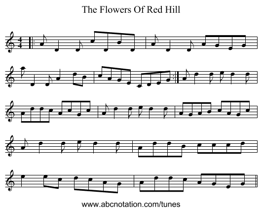 The Flowers Of Red Hill - staff notation